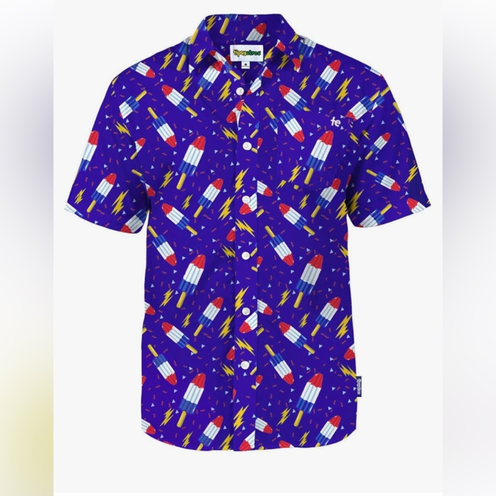 Tipsy Elves Blue Bomb Pop popsicle Print men’s Shirt
